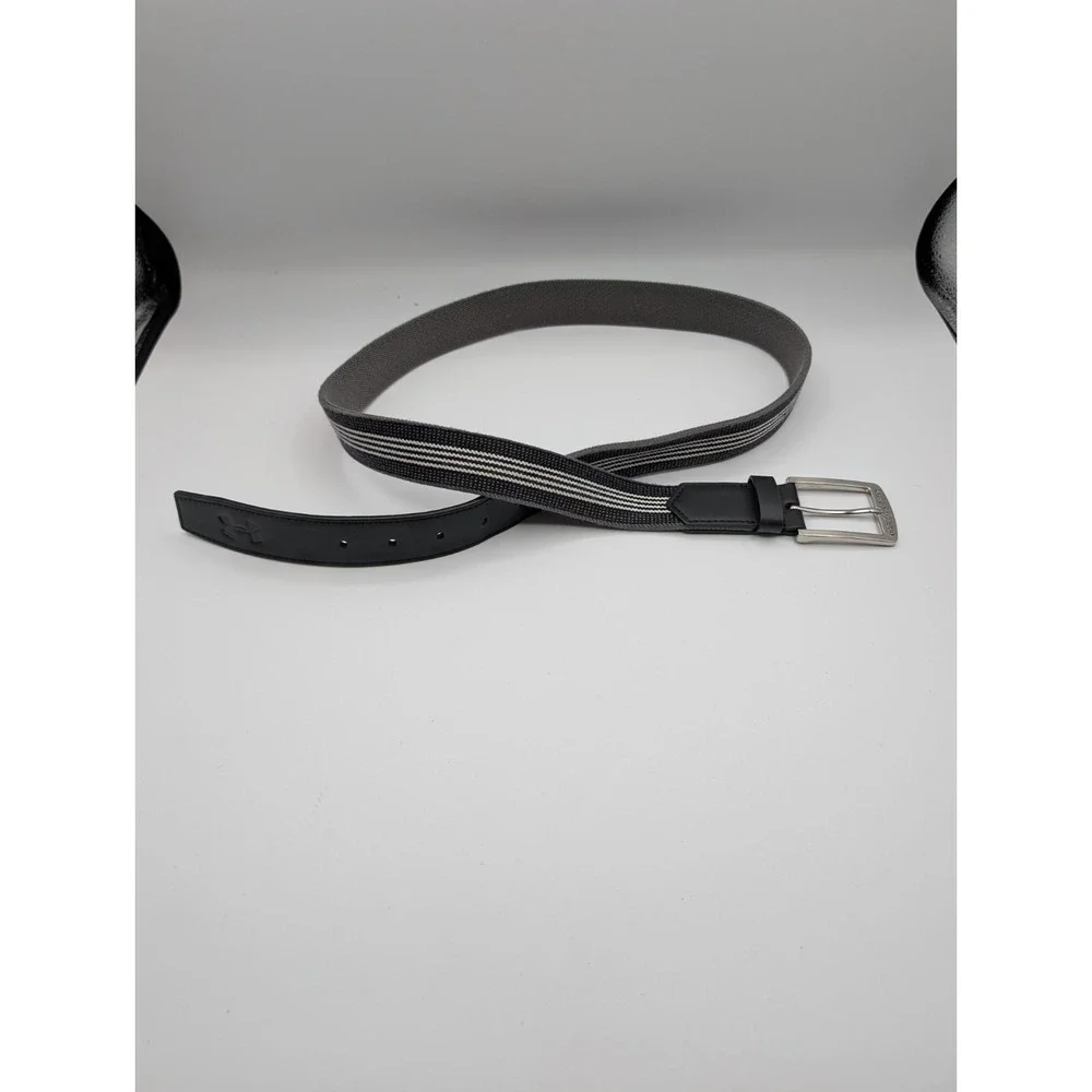 Under Armour Men's Stretch Web‎ Golf Belt Gray Black Stripe Size 38 Adjustable